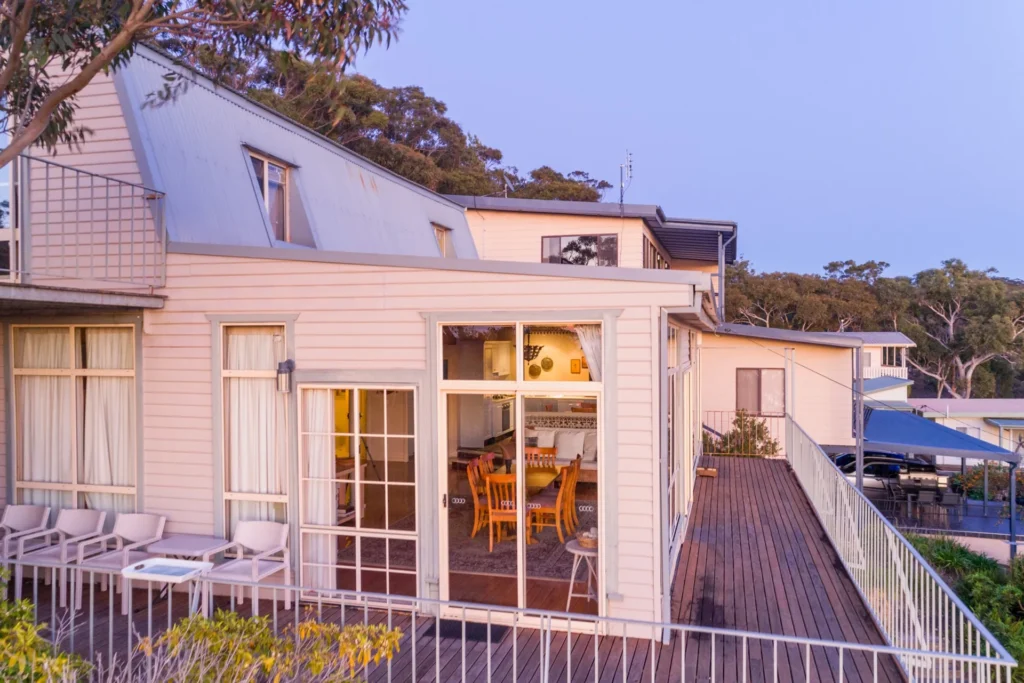 exterior design of hyams beach pet friendly accommodation