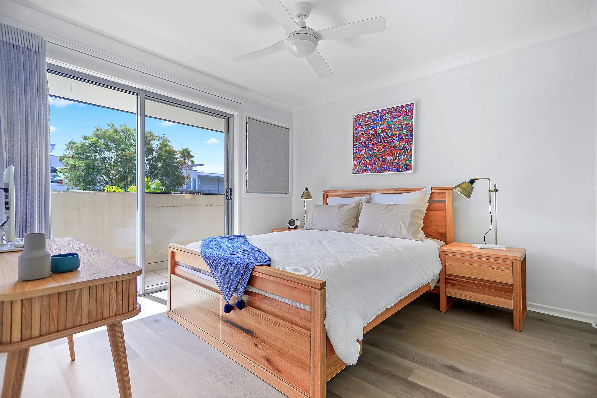 Bright bedroom with balcony access at Coastal Cove, Huskisson