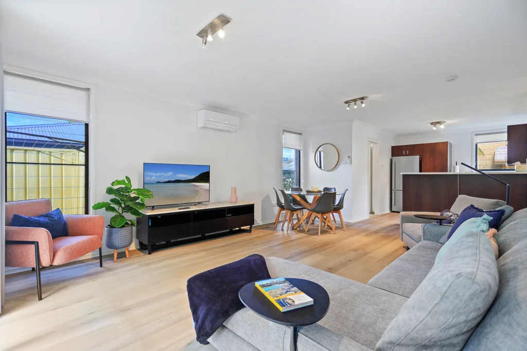Open-plan living & dining space at Coastal Cove, Huskisson