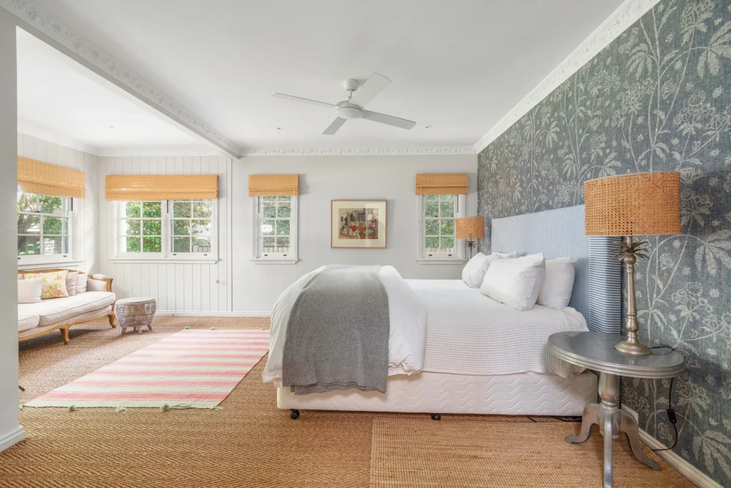 Bedroom at Elandra, Hyams Beach with feature wall