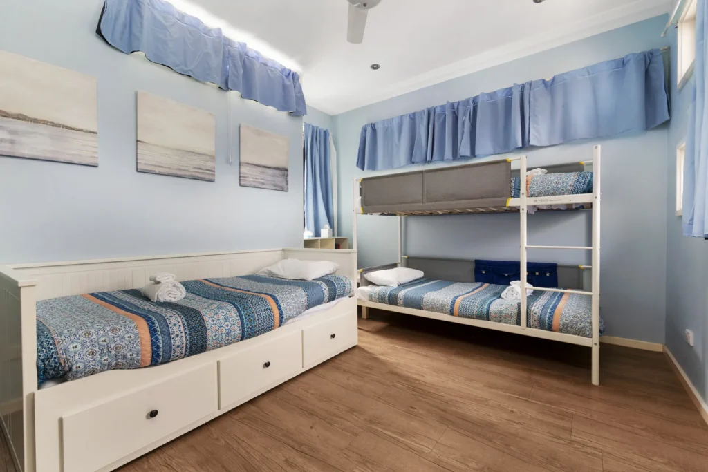Cozy bunk bedroom at Orion Blue Beach Stay, Vincentia