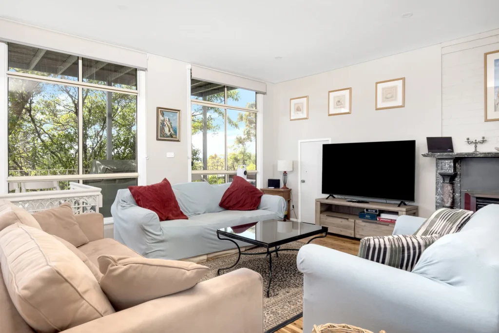 spacious living room with views in hyams beach