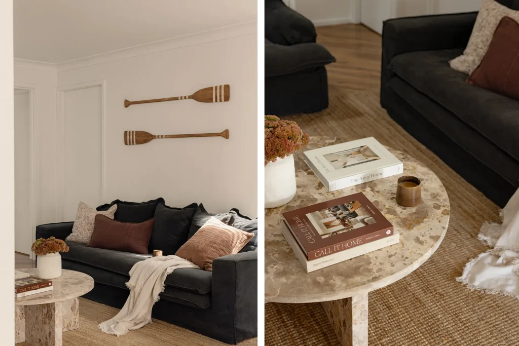 Elegant sofa & marble table at Sandalwood at Huskisson