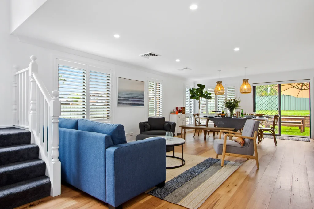 Spacious open living area at The Great White, Vincentia