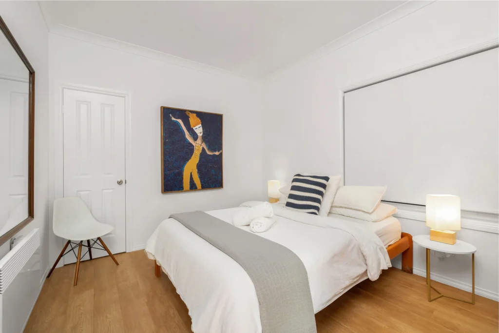 modern bedroom with queensize bed