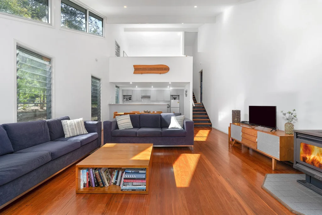 high ceiling living room