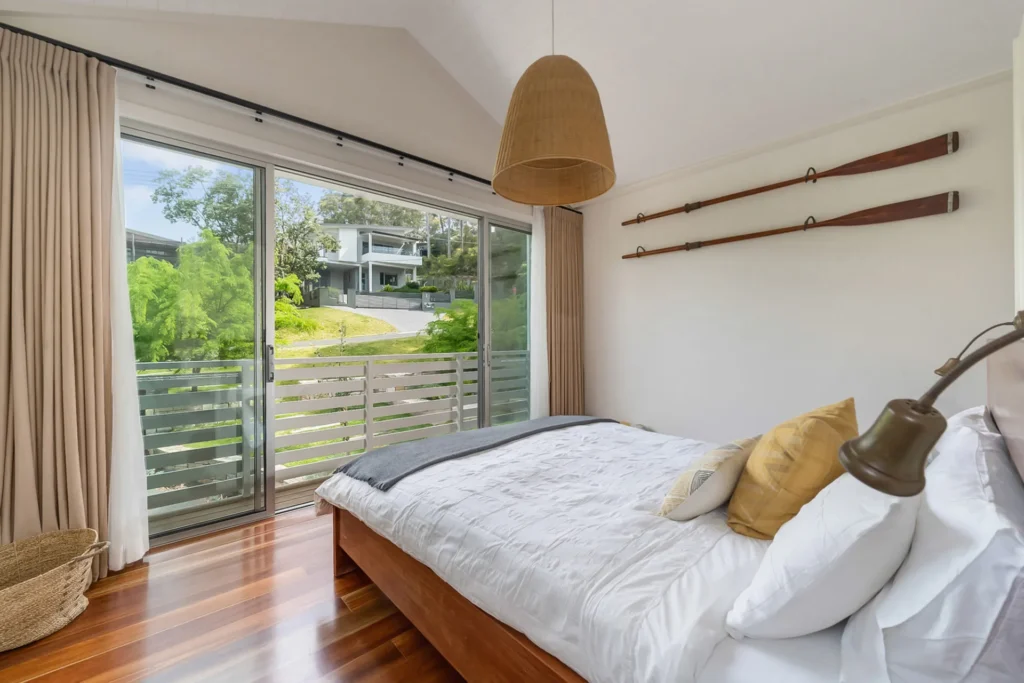 spacious bedroom with view