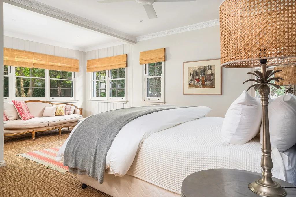 large bedroom with views