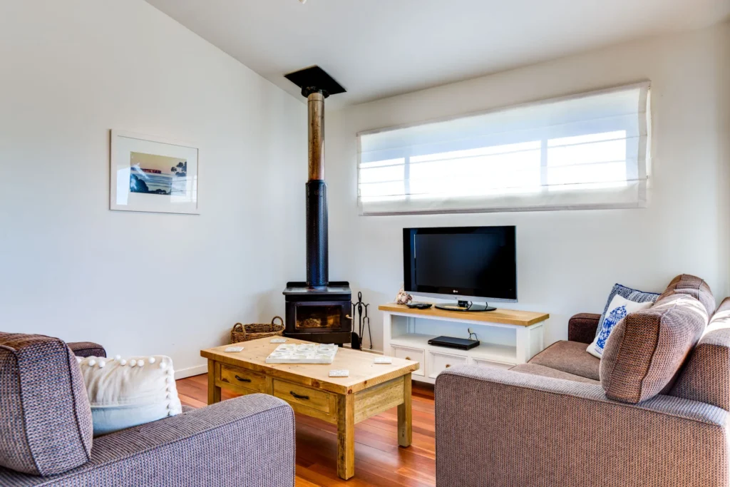 living room in hyams beach apartment with stove