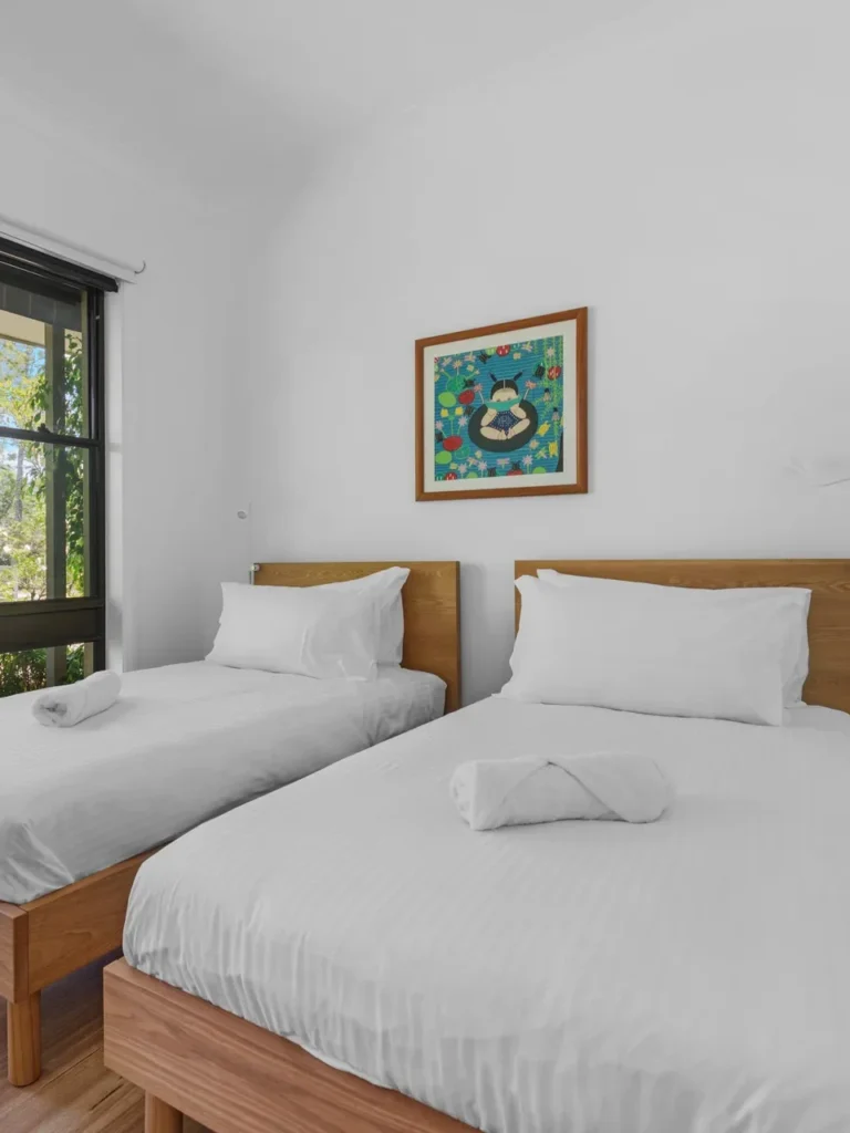 Twin bedroom with garden views at Allegra, Huskisson, Jervis Bay