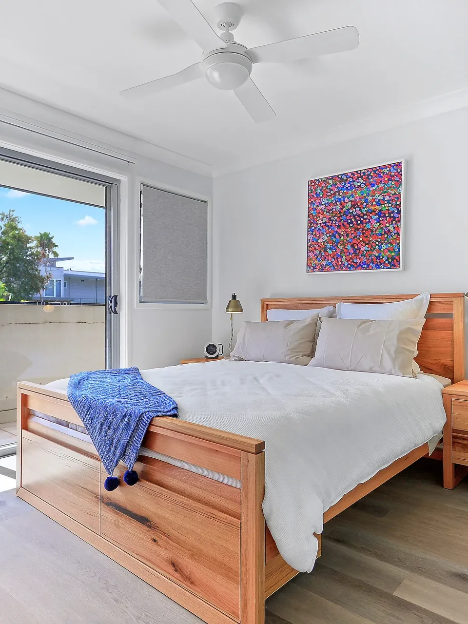 Bright bedroom with balcony access at Coastal Cove, Huskisson
