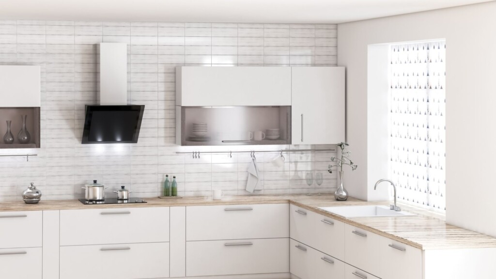 modern white kitchen in Gone to the Beach