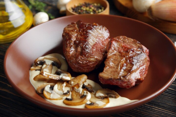 Steak with Diane sauce in Culburra Bowling Club
