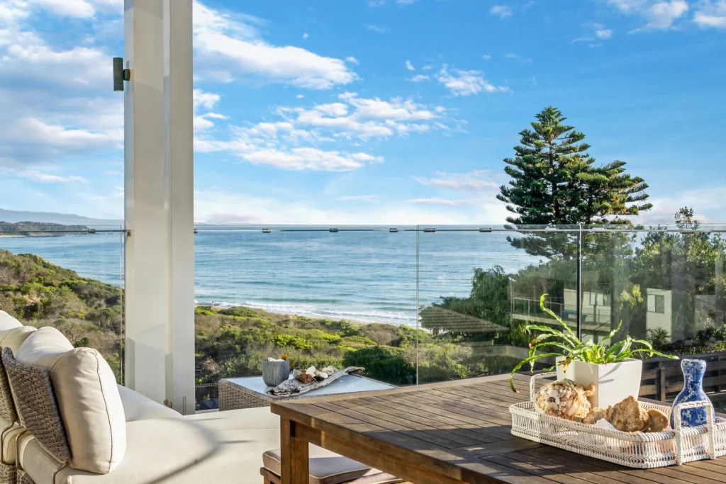 Sunny ocean-view terrace at The Cape, Culburra Beach