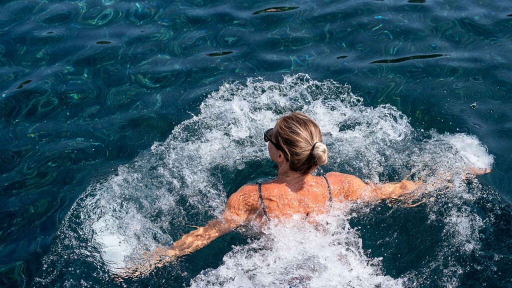 Woman swimming in the sea