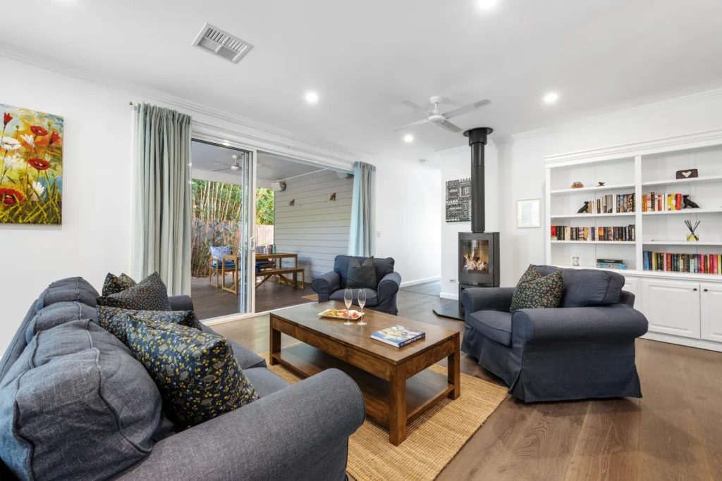 cosy living room at accommodation in berry