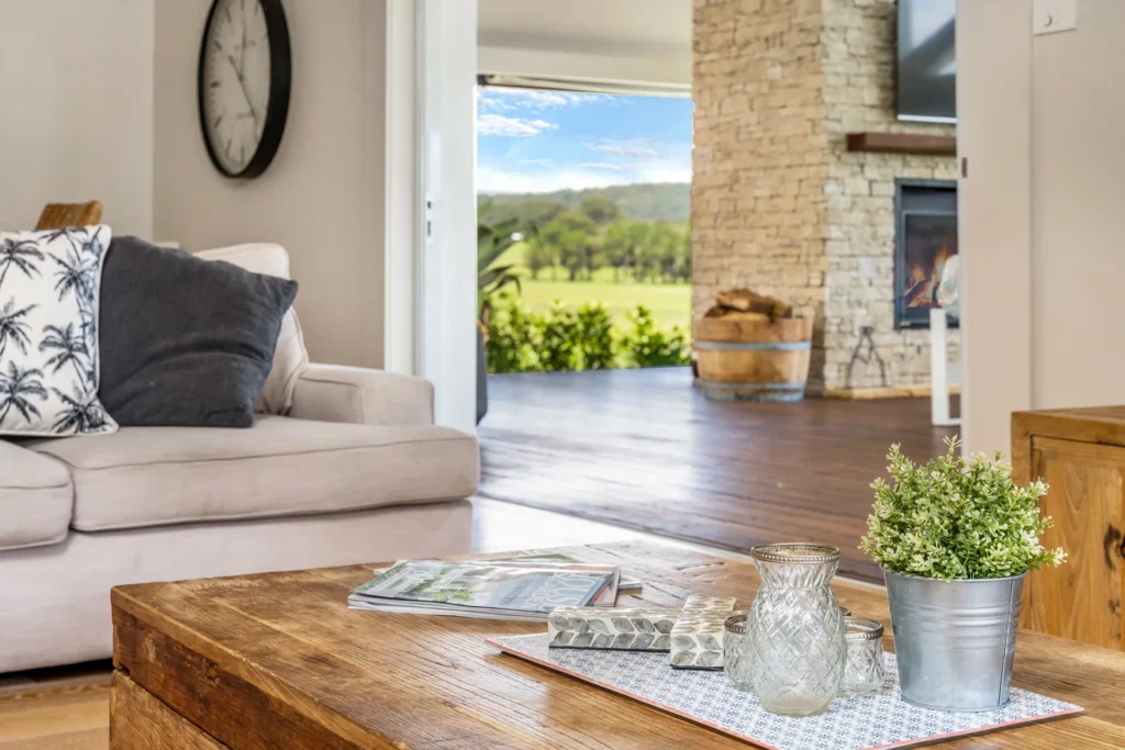 expansive living room in a large group accommodation in berry